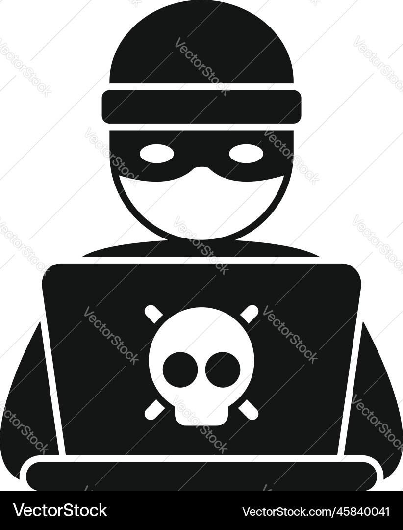 Hacker working icon simple online report vector image