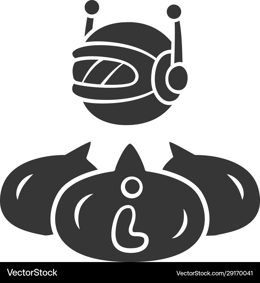 Informational bot glyph icon robot virtual Informational bot glyph icon robot virtual Vector Image