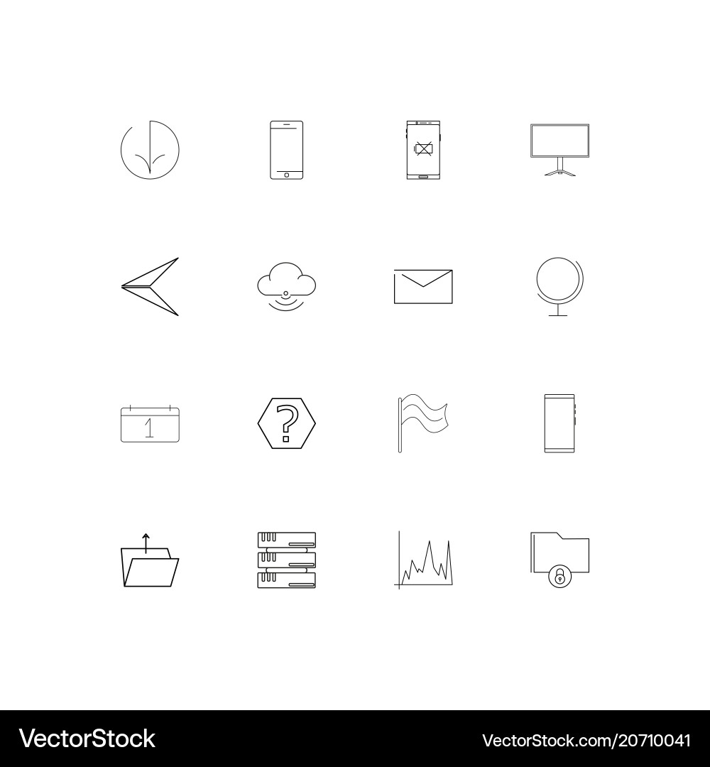 Internet technologies simple linear icons set vector image