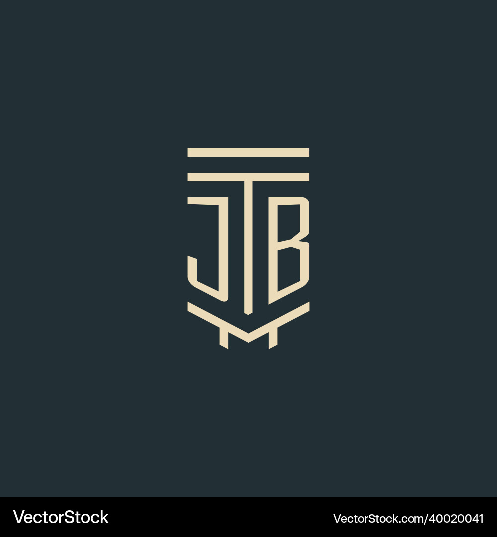 Jb initial monogram with simple line art pillar Vector Image