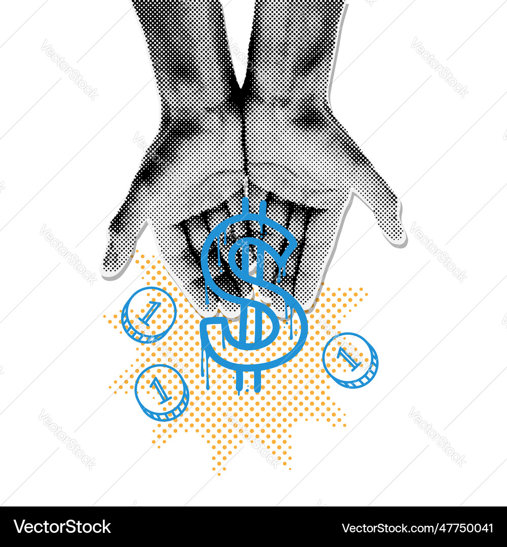 Minimalist collage isolated element with halftone Minimalist collage isolated element with halftone Vector Image