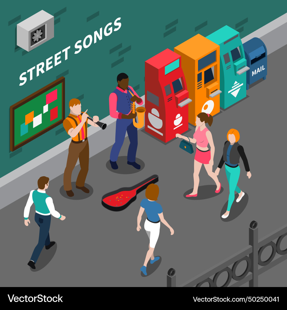 Musicians isometric composition Royalty Free Vector Image