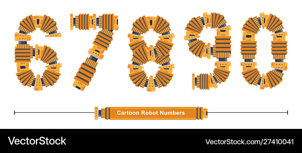 Numbers typography font cartoon robot style vector image