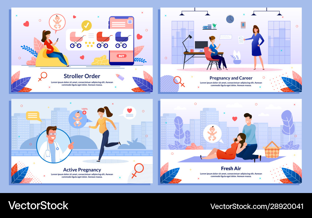 Pregnant woman career recreation posters Pregnant woman career recreation posters vector image
