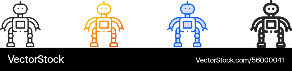 Robot iconthin linear gradient blue stroke vector image