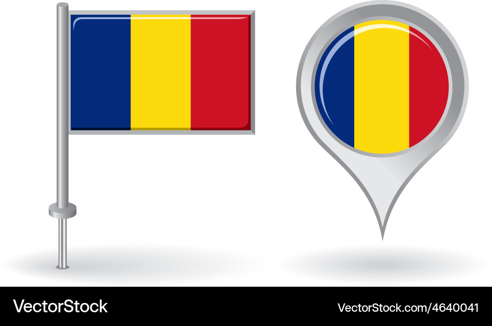 Romanian Map Pointer and Pin Icon Vector Image