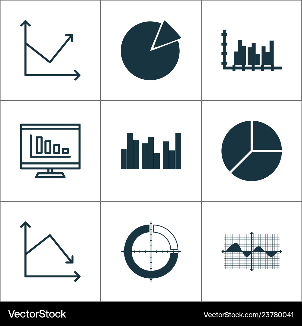 Set of graphs diagrams and statistics icons Set of graphs diagrams and statistics icons vector image