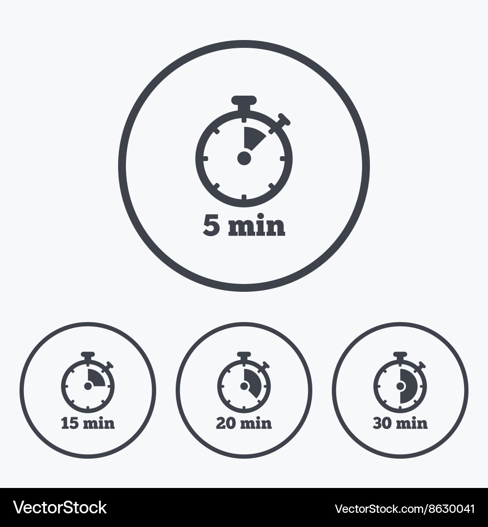Stopwatch Timer Icons - Minutes Vector Image