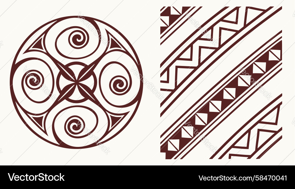 Tribal Pattern Elements - Circular & Linear Vector Image