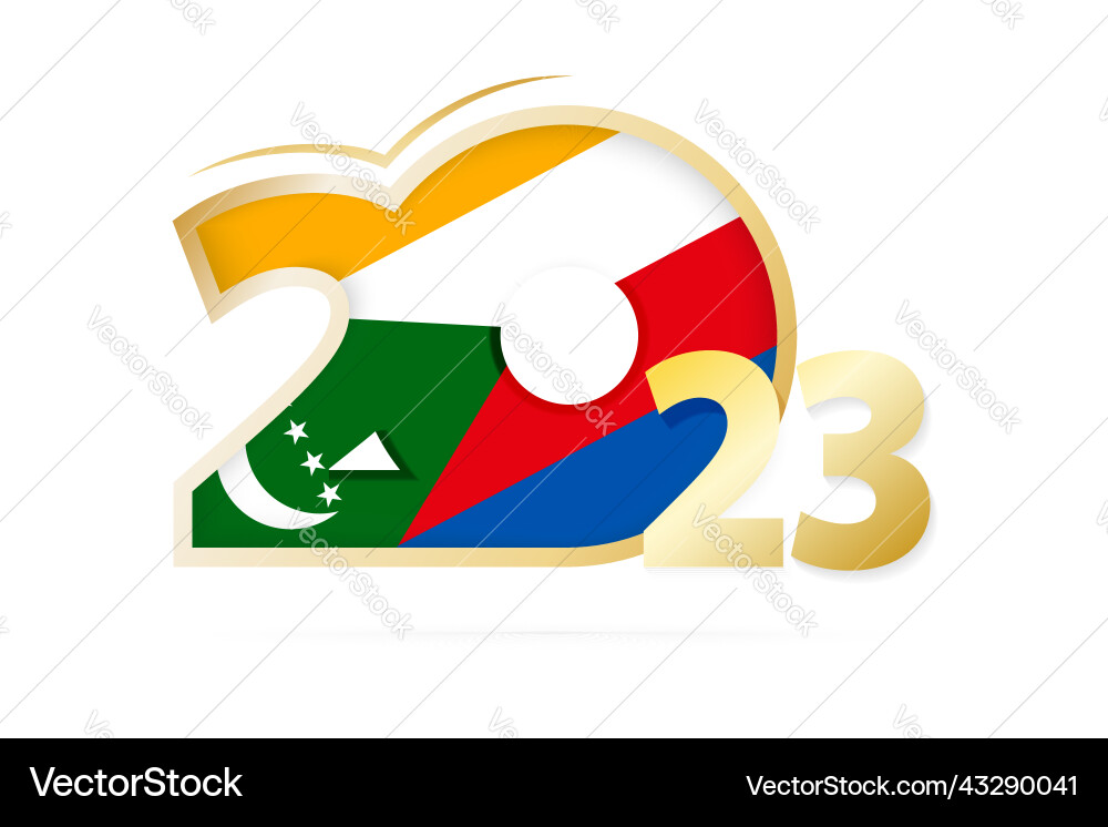 Year 2023 with comoros flag pattern Vector Image