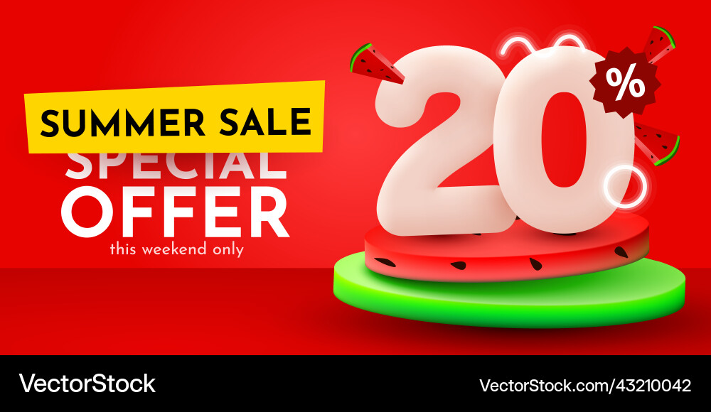 20 Percent Off Discount Creative Composition Vector Image