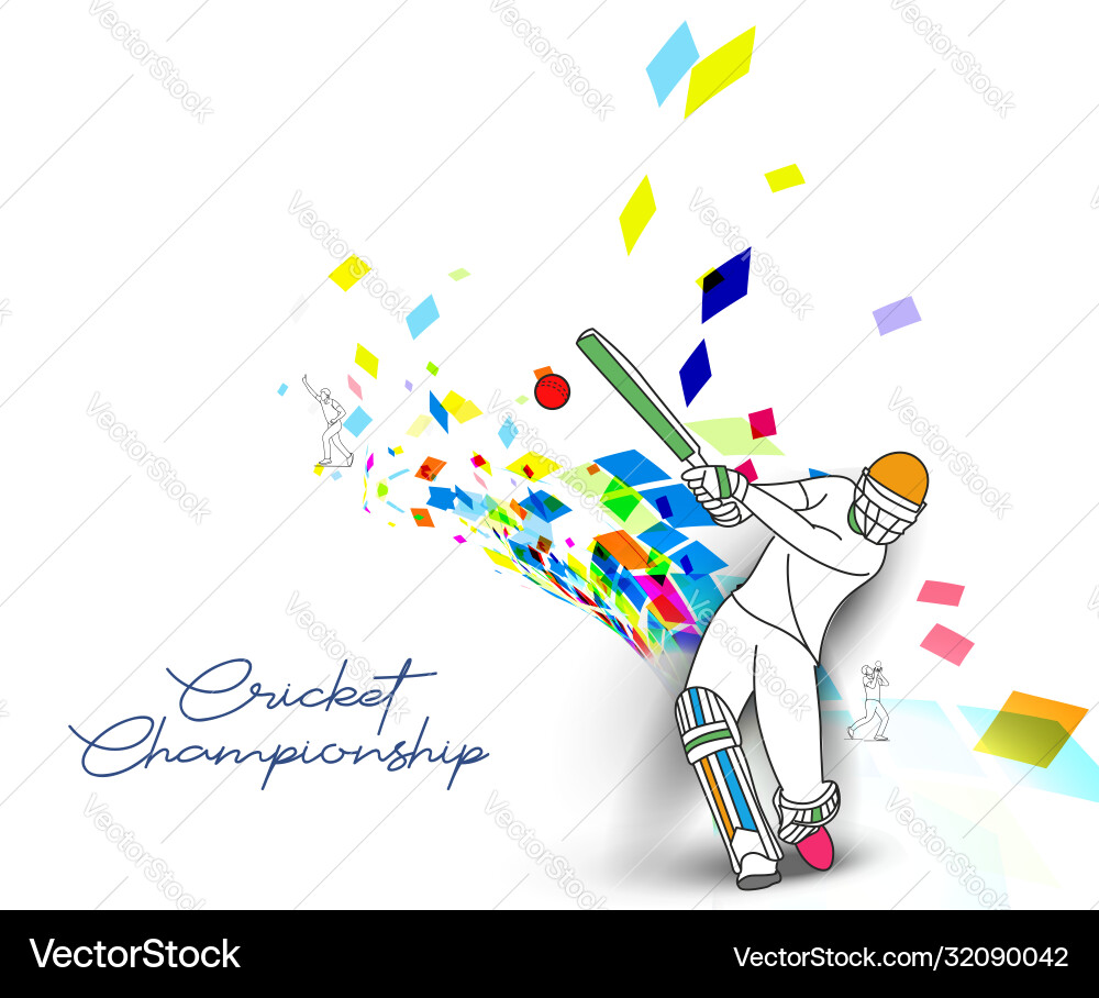 Abstract colorful pattern with batsman and bowler Abstract colorful pattern with batsman and bowler vector image
