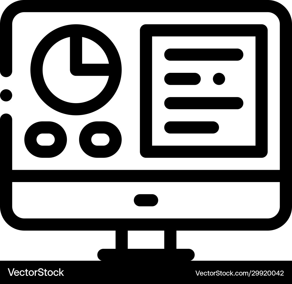 Analytics on computer screen icon thin line Analytics on computer screen icon thin line vector image