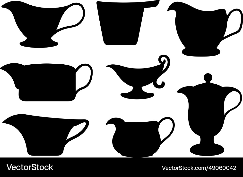 Collection of different gravy sauce boats Collection of different gravy sauce boats vector image