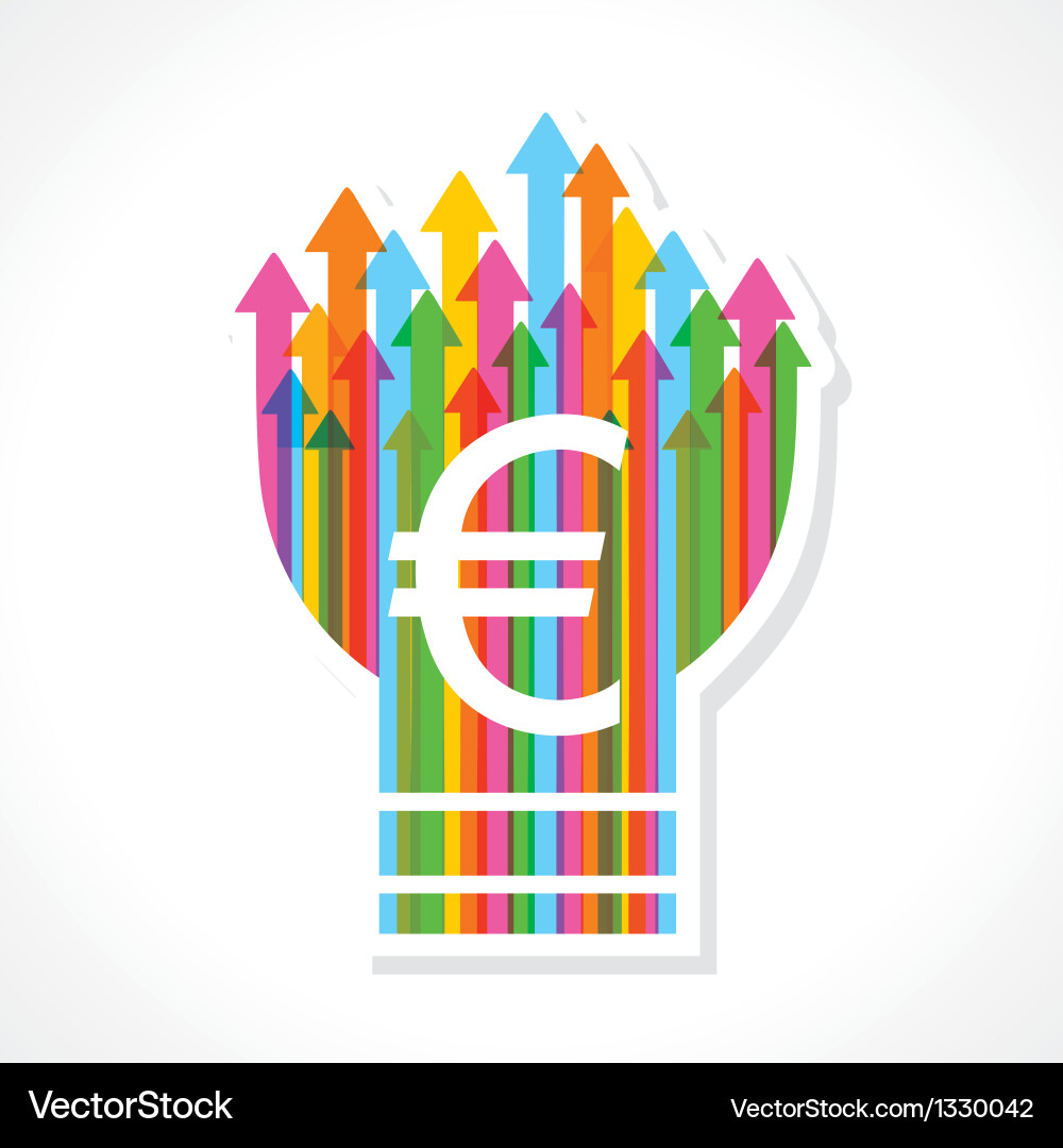 Colorful Arrow with Euro Symbol Vector Image