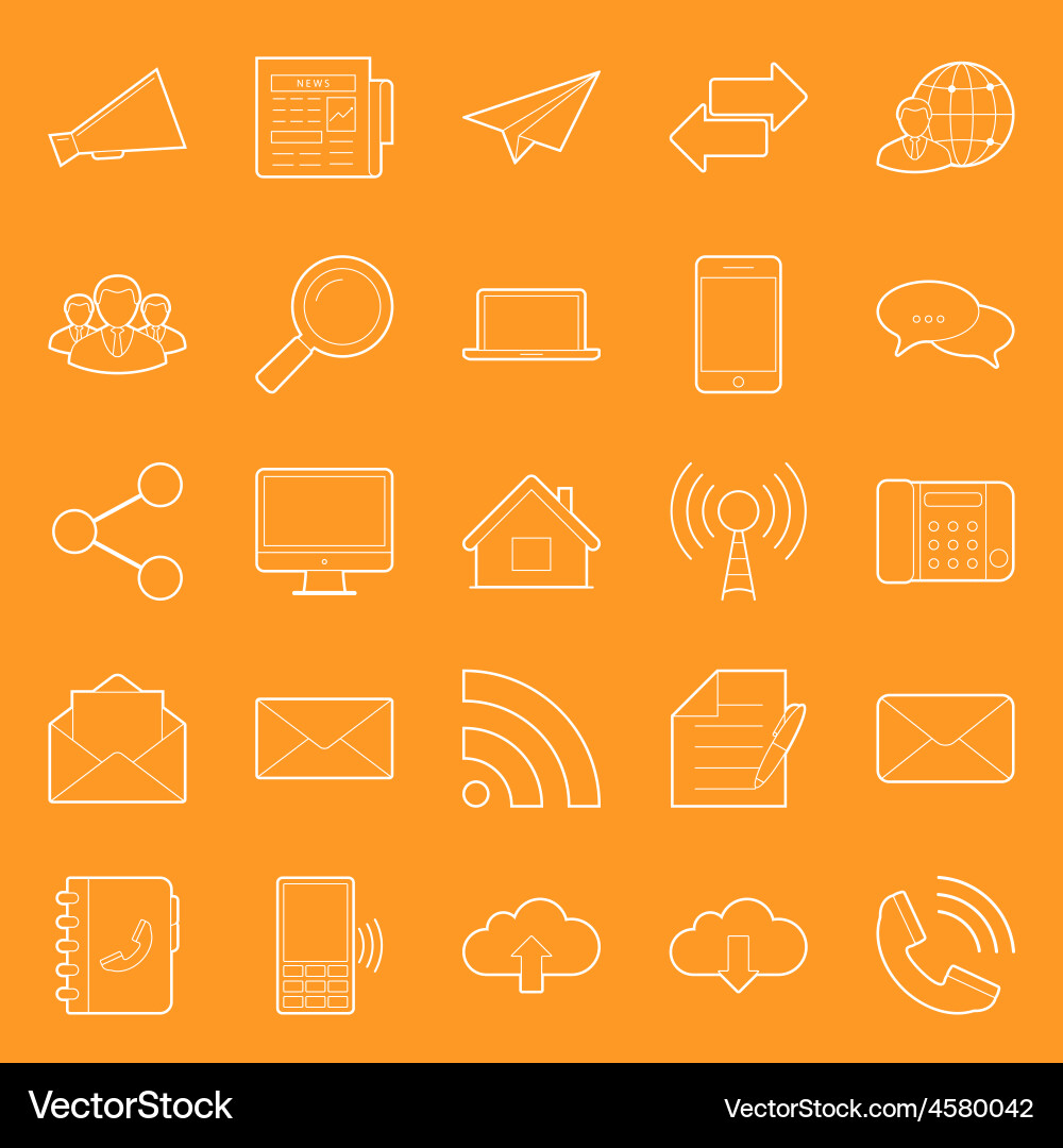 Communication and web thin lines icons set vector image