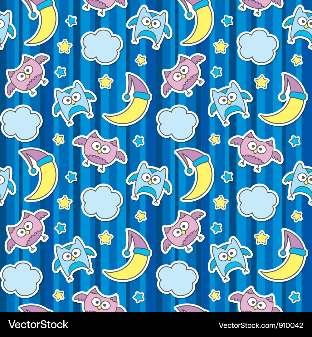 Cute Owl Seamless Pattern Vector Image