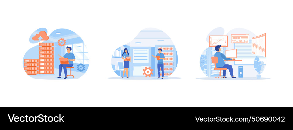 Data center network management hosting Data center network management hosting Vector Image