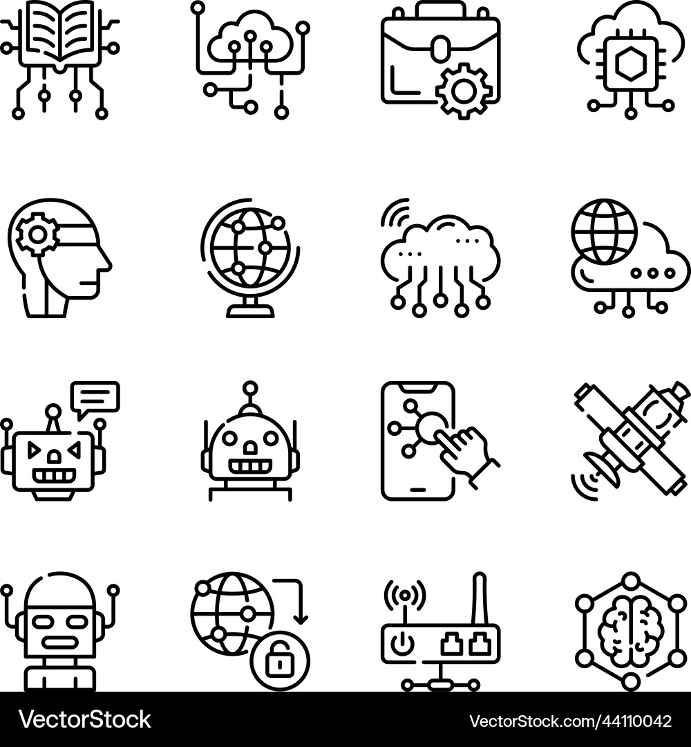 Pack of ai and robotics outline icons vector image