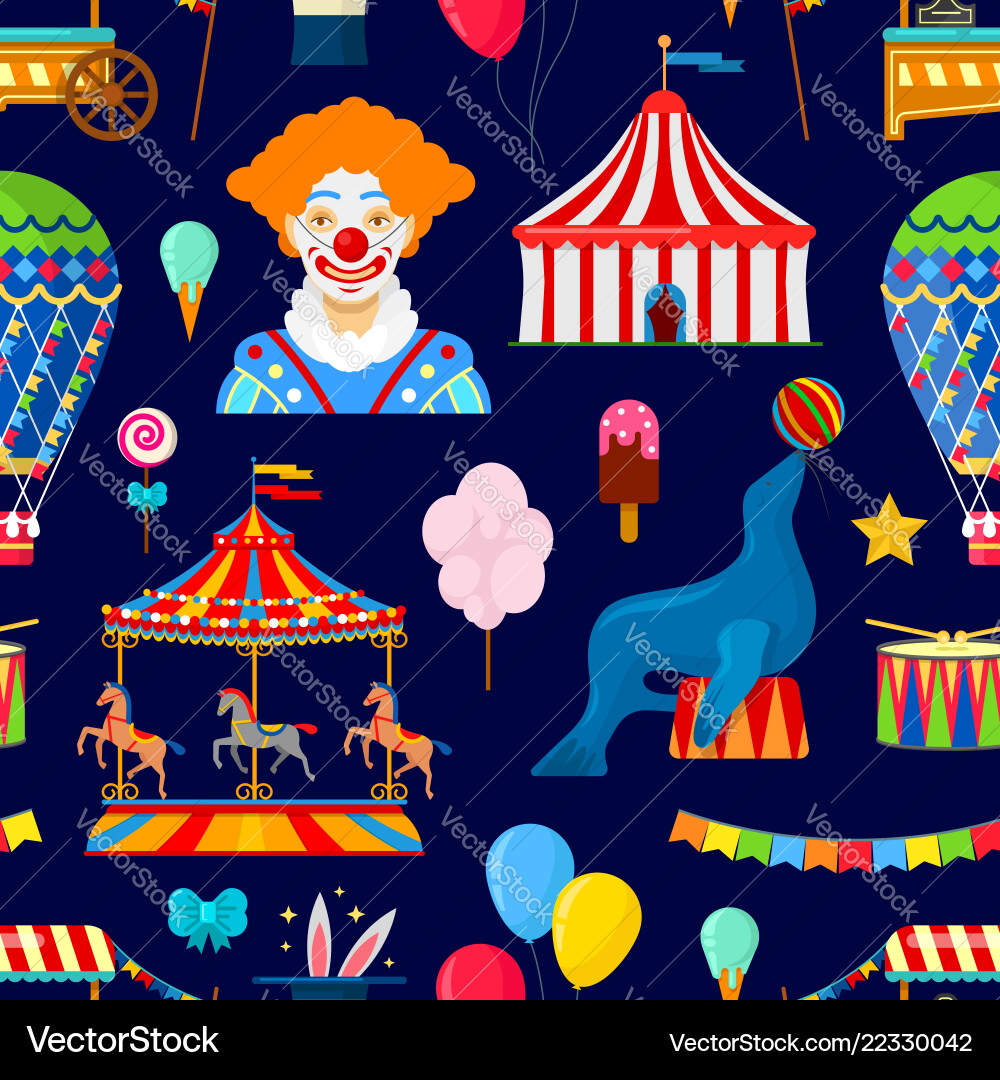 Pattern with circus and amusement elements Pattern with circus and amusement elements vector image