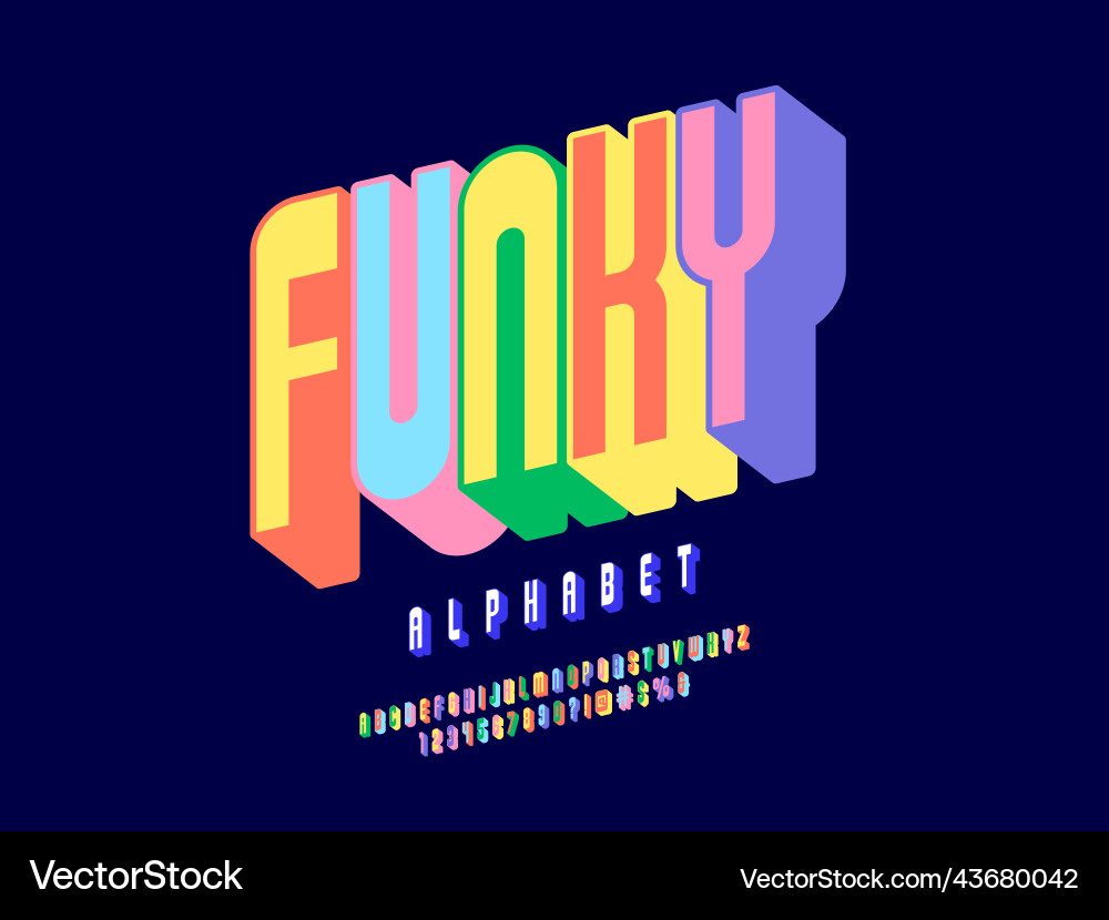 Retro Hippie Alphabet Vector Image