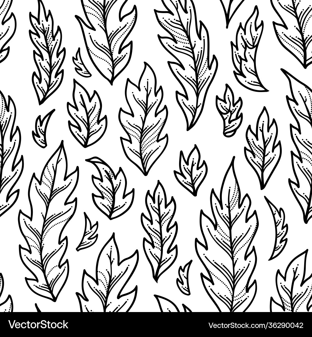 Seamless linear pattern leaves Seamless linear pattern leaves vector image