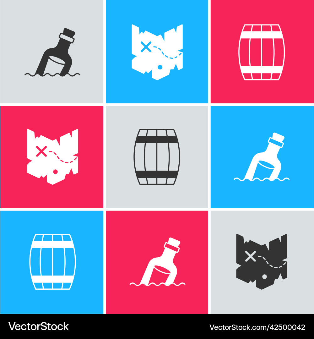 Set bottle with message in water pirate treasure Vector Image
