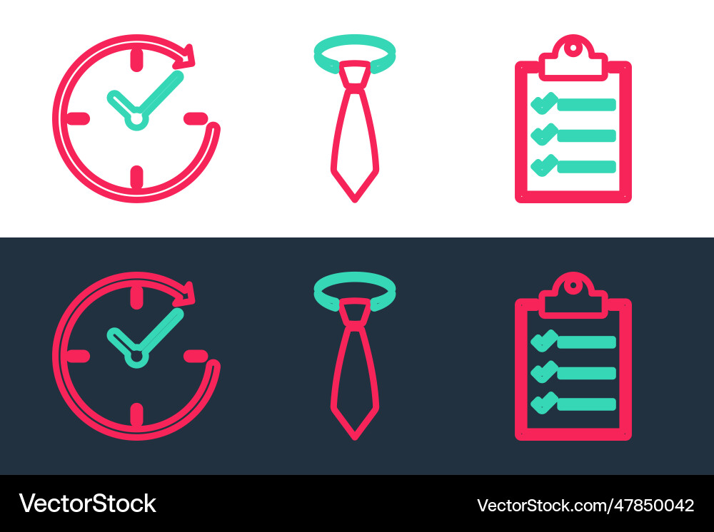 Set line clipboard with checklist clock arrow Set line clipboard with checklist clock arrow vector image