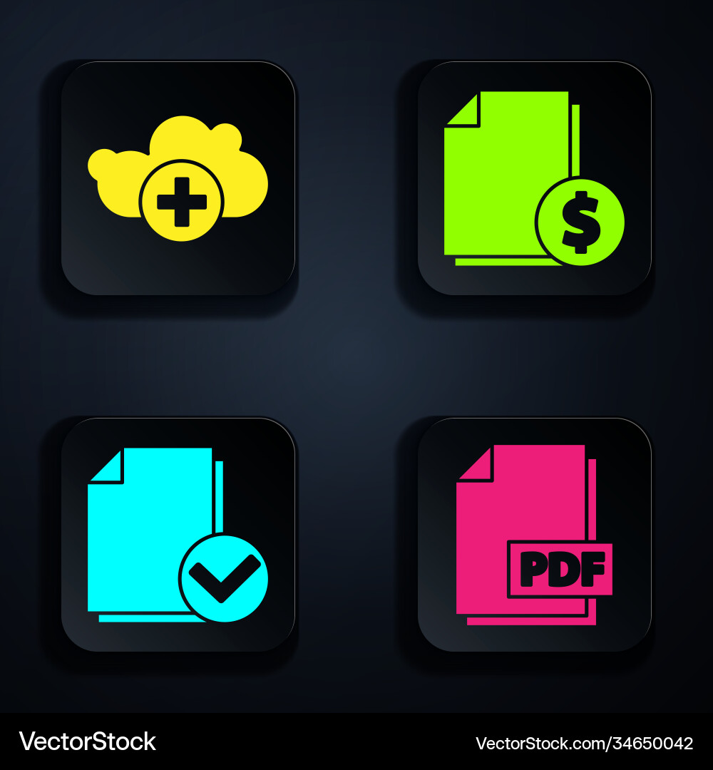 Set pdf file document add cloud Set pdf file document add cloud vector image