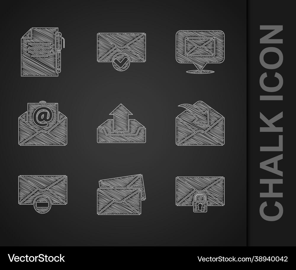 Set upload inbox envelope mail message lock Set upload inbox envelope mail message lock vector image