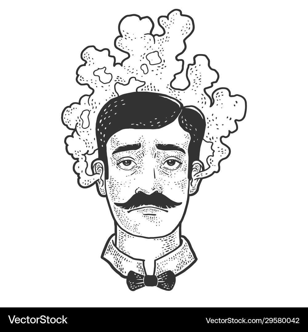 Steaming Head Sketch - Brainstorm Vector Image