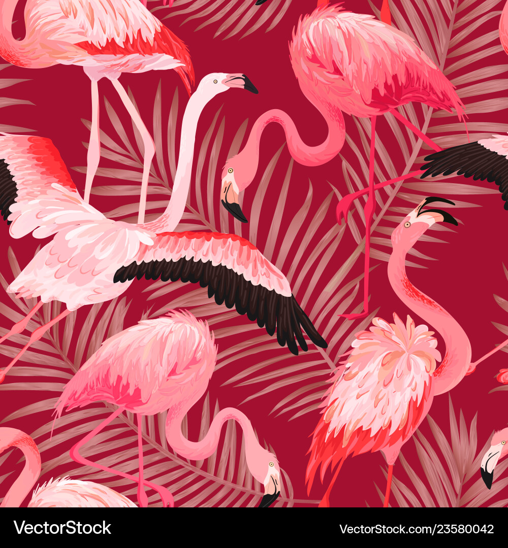 Tropisches Flamingo Vogel nahtloses Sommermuster Tropisches Flamingo Vogel nahtloses Sommermuster vektorbild