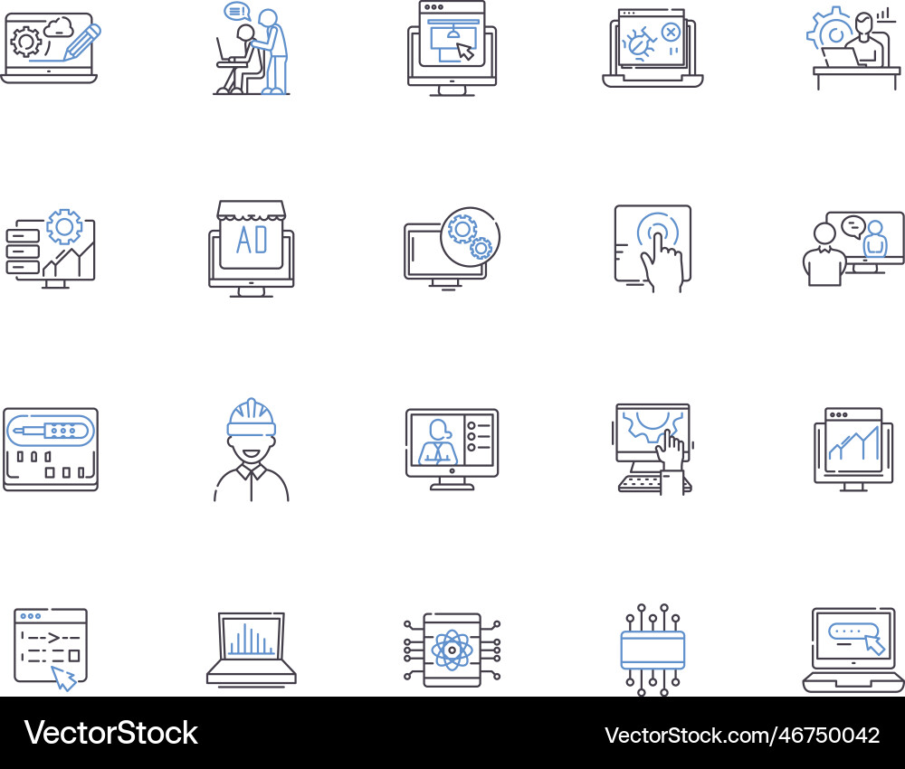 Website outline icons collection webpage Website outline icons collection webpage Vector Image