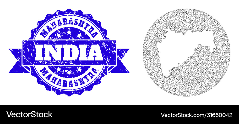Wire frame mesh round inverted map maharashtra Wire frame mesh round inverted map maharashtra Vector Image