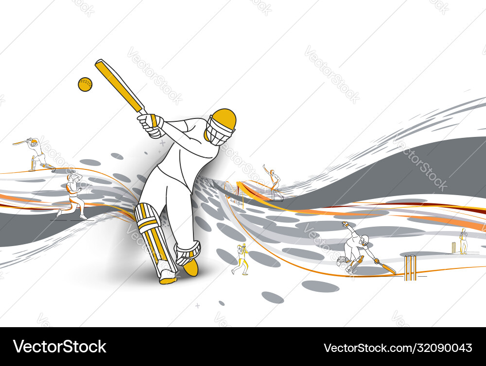 Abstract colorful pattern with batsman and bowler vector image