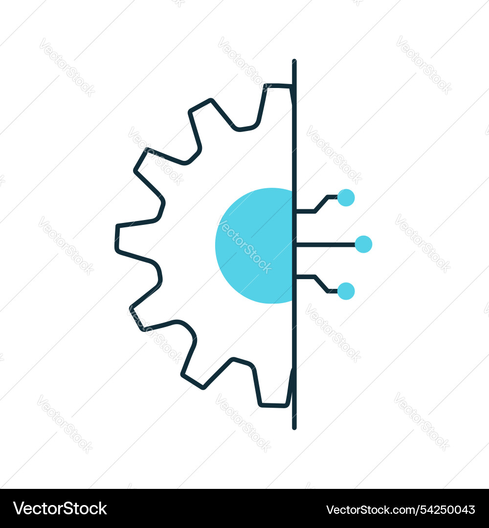 Ai-driven gear for process automation icon design vector image