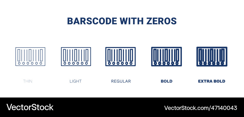 Barscode with zeros icon thin light regular bold vector image