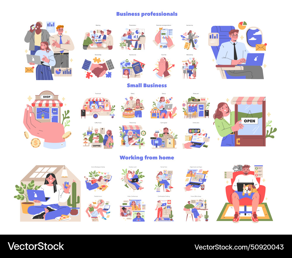 Business set Royalty Free Vector Image - VectorStock