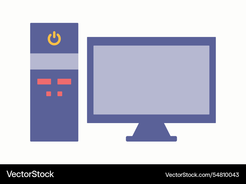 Desktop computer and monitor work pc screen vector image