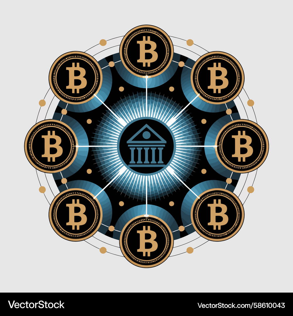 Digital currency network connecting to a central Digital currency network connecting to a central Vector Image