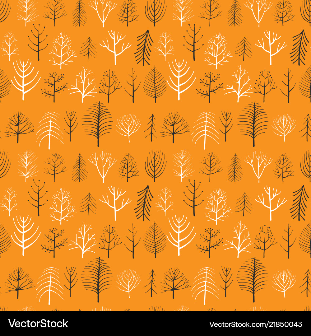 Doodle Tree Pattern Vector Image