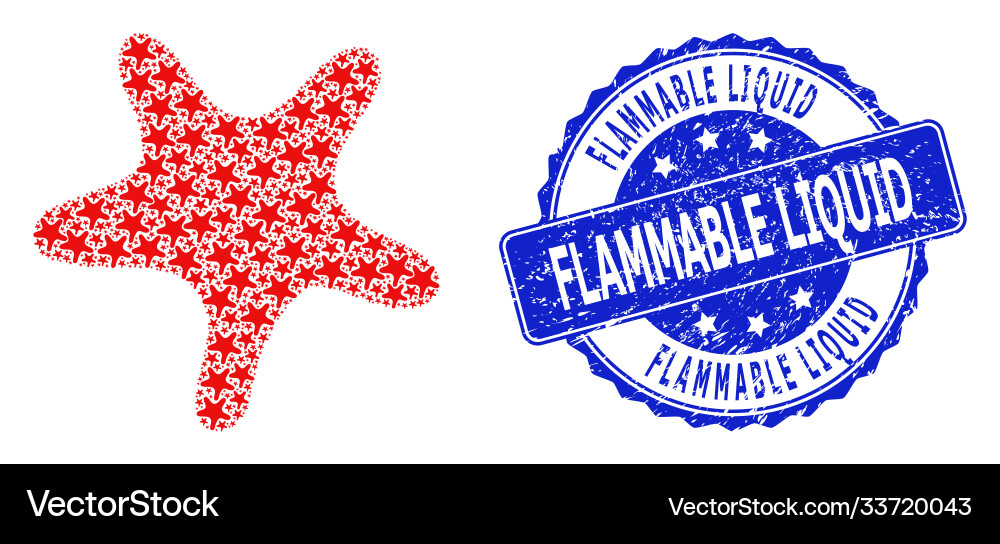 Grunge flammable liquid round stamp and recursion Grunge flammable liquid round stamp and recursion vector image