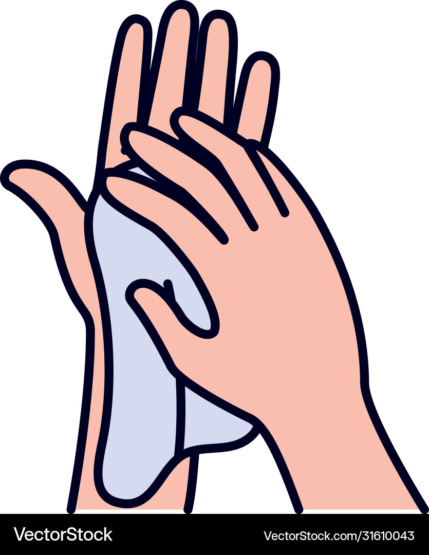 Hands with towel icon line and fill style Hands with towel icon line and fill style vector image