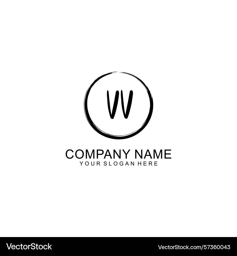 Handwritten vv initial logo with circle Vector Image