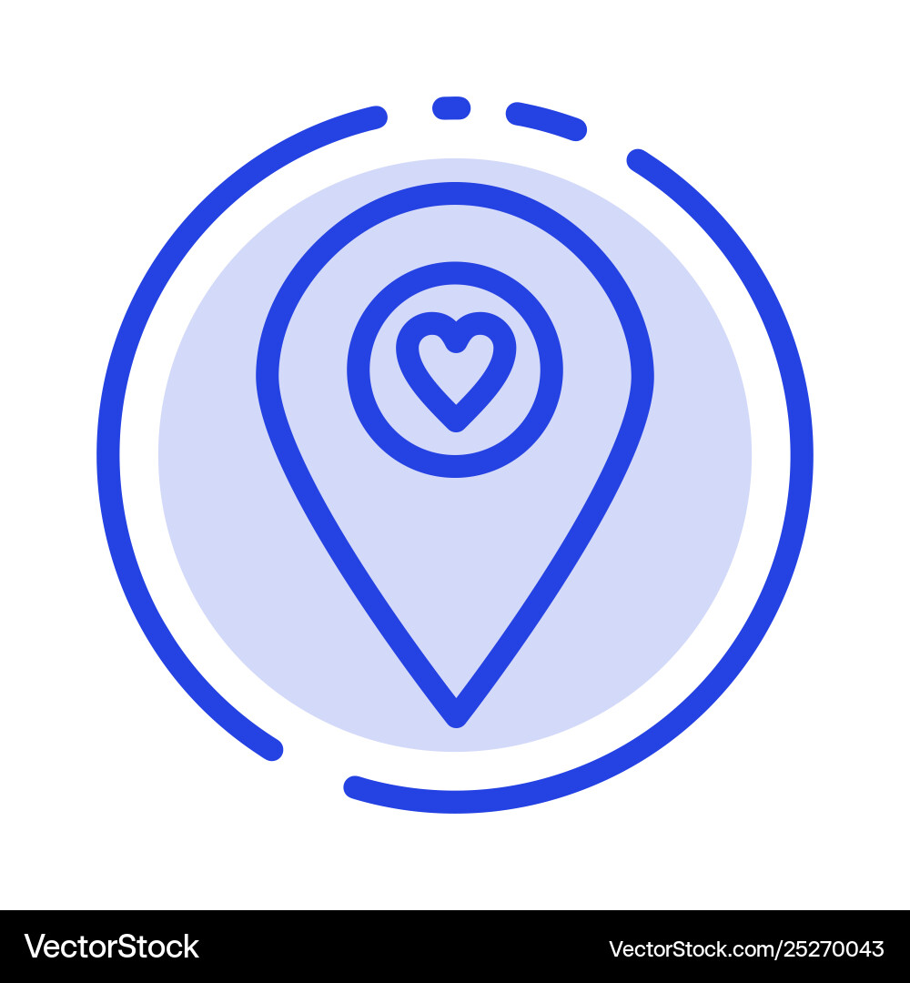 Heart location map pointer blue dotted line Vector Image