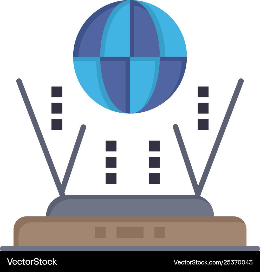 Internet globe router connect flat color icon Internet globe router connect flat color icon vector image