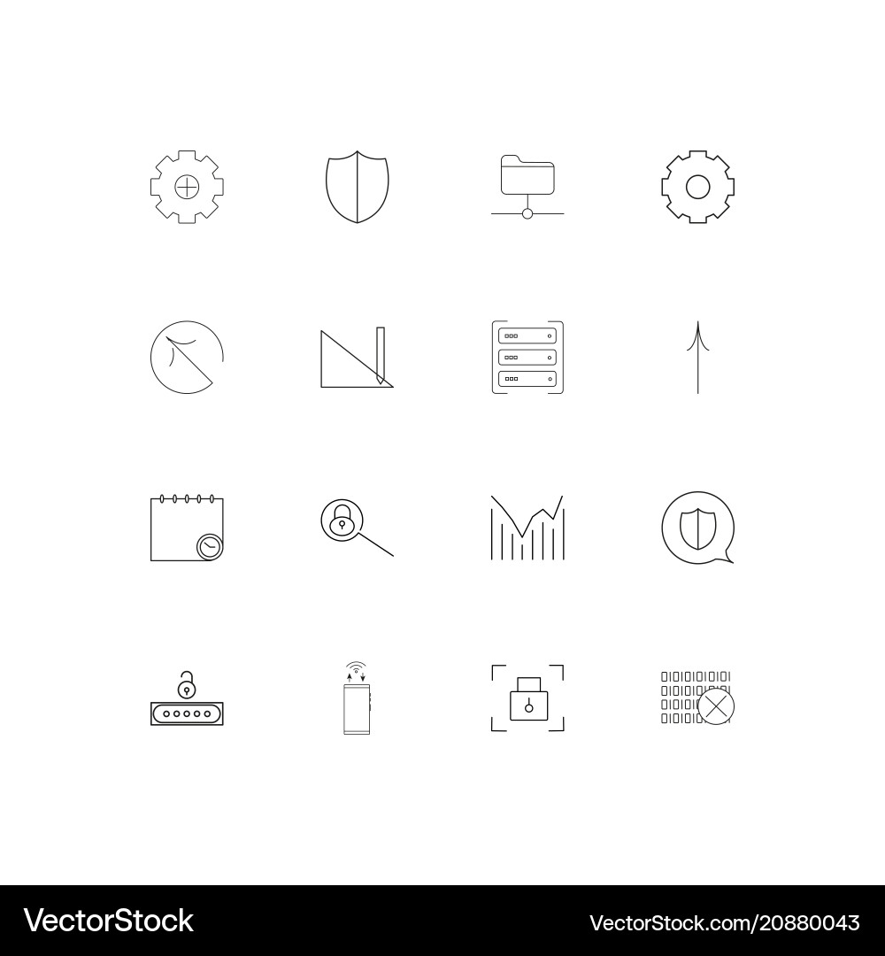 Internet technologies linear thin icons set vector image