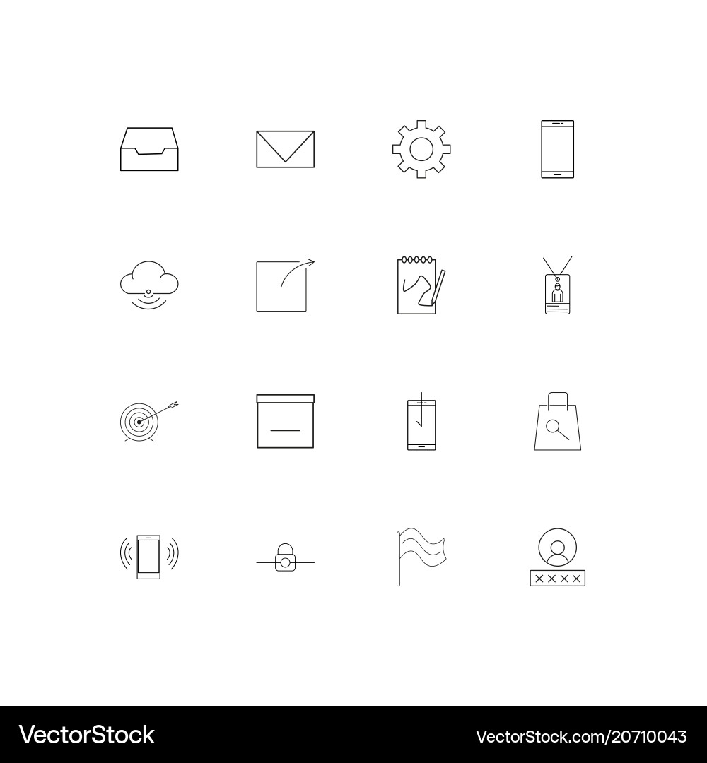 Internet technologies simple linear icons set vector image