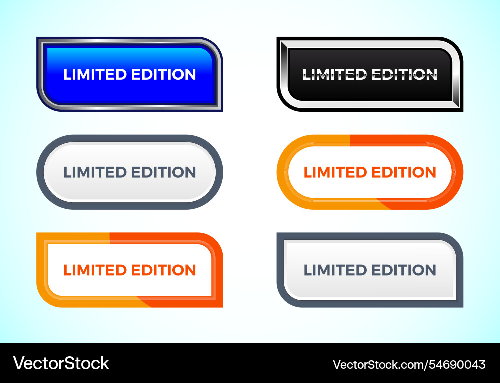 Limited edition button set of different shapes Limited edition button set of different shapes vector image
