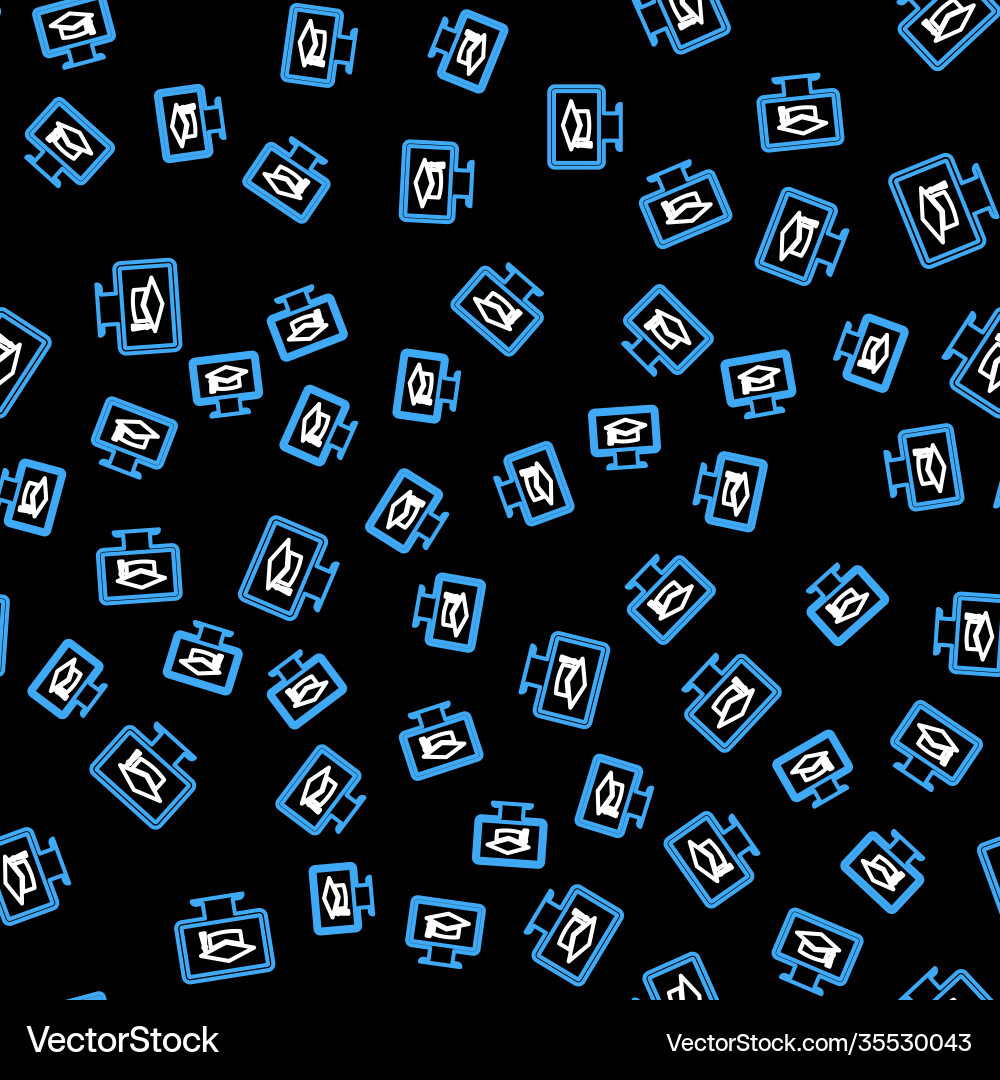 Line computer monitor with graduation cap icon Line computer monitor with graduation cap icon vector image
